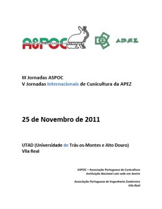 III Jornadas da ASPOC - V Jornadas Internacionais de cunicultura da APEZ - 24 e 25/11/2011